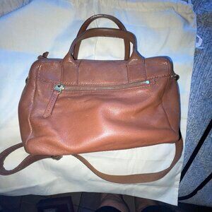 Fossil satchel w/ Dust Cloth Unused Brown Leather Double Zips, Handles & Strap